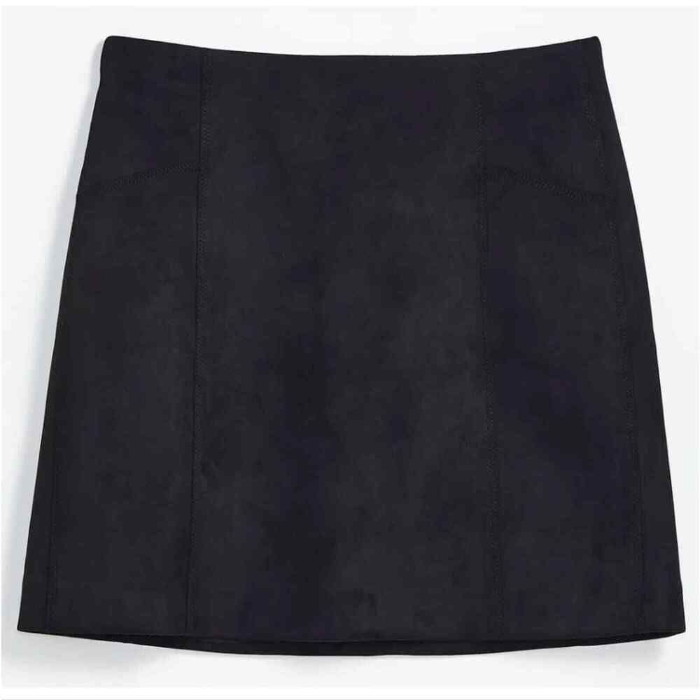 Ann Taylor LOFT Black Faux Suede Shift Academia‎ Pencil Skirt Plus Sitar 16